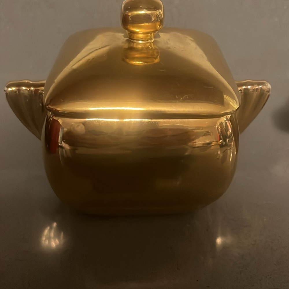 Vintage Brilliant Porcelain 22 Karat Gold Sugar Bowl and Creamer Pitcher Set - Picture 2 of 11